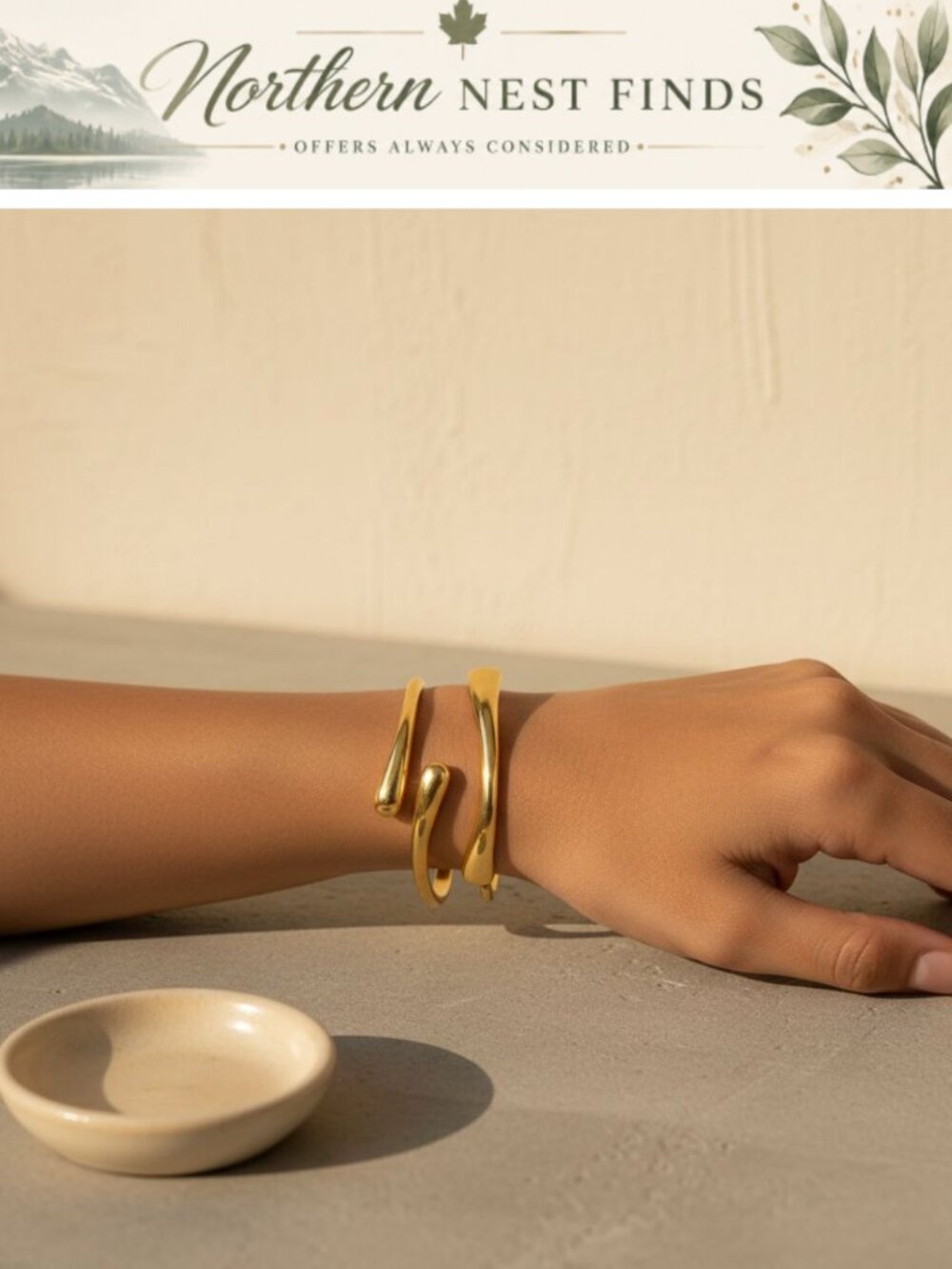 18K Gold Plated Bangle Bracelet Set Chunky Twist Cuff